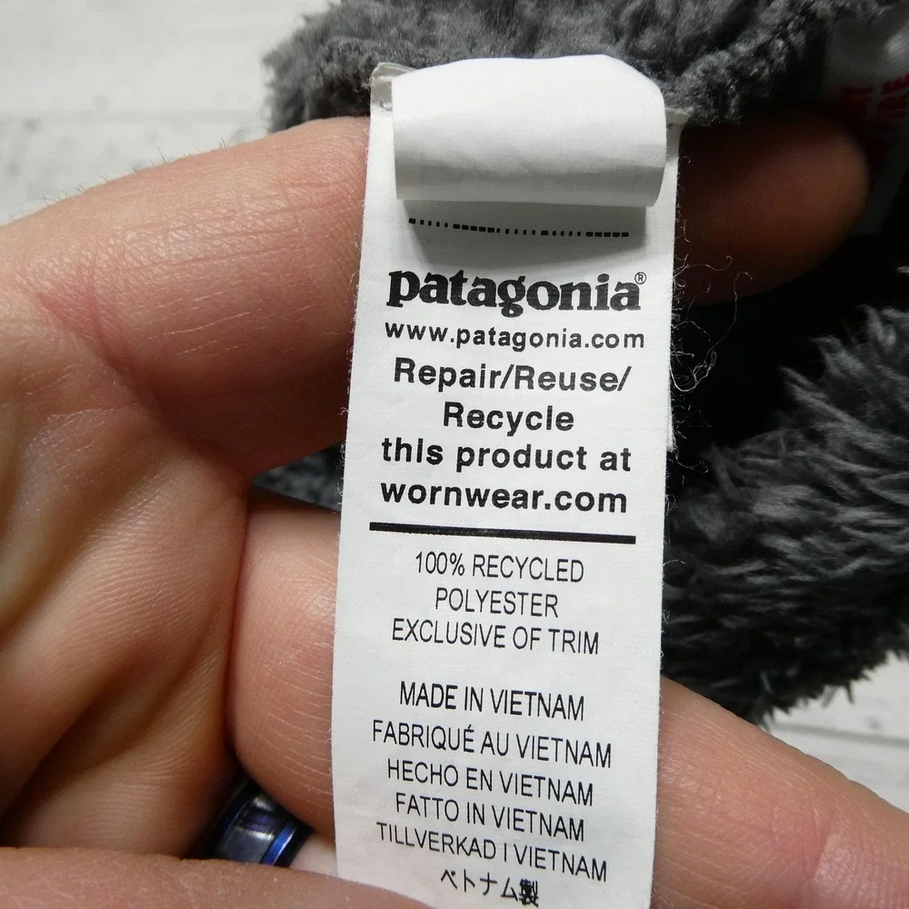 Patagonia Hat Beanie One Size Gray Fleece Bear Ears Toddler Boys Winter